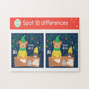 Puzzle Place de Noël 10 Différences Ours Manchot Enfants