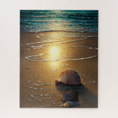 Puzzle Plage au coucher du soleil avec des coquillages (Vertical)