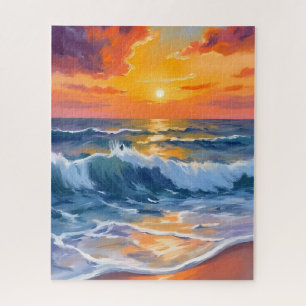 Puzzle Plage Coucher de Soleil Heure Dorée Côtière