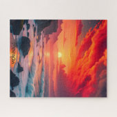 Puzzle Plage de coucher de soleil sur mesure - Falaises d (Horizontal)