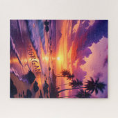 Puzzle Plage de coucher de soleil tropicale customisée - (Horizontal)