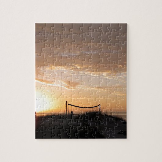 Puzzle Plage nette de coucher du soleil de volleyball (Vertical)