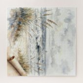 Puzzle Plage océanique à l'aquarelle avec papier enroulé (Horizontal)