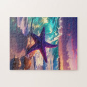 Puzzle Plage océanique avec étoile de mer violette (Horizontal)