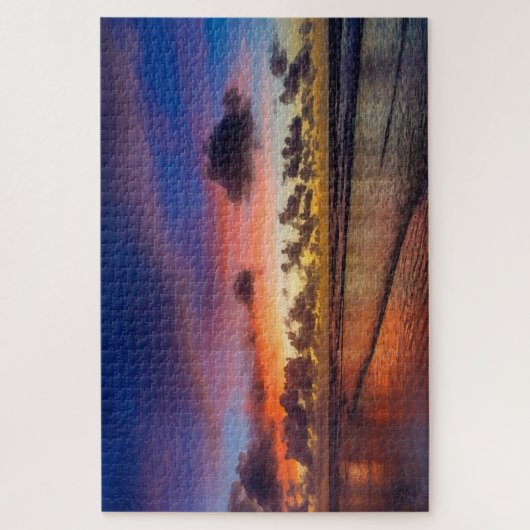 Puzzle Plage Sunset Blue Cloudy Sky (Vertical)