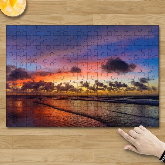 Puzzle Plage Sunset Blue Cloudy Sky