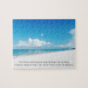 Puzzle Plage tropicale avec la prière de sérénité