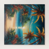 Puzzle Plage tropicale avec palmiers (Horizontal)