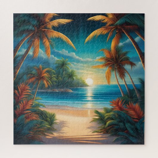 Puzzle Plage tropicale avec palmiers (Vertical)