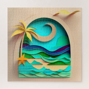 Puzzle Plage tropicale de Papercraft 3D