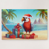 Puzzle Plage tropicale de Perroquet de Père Noël Noël (Horizontal)