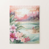 Puzzle Plage tropicale rose (Vertical)