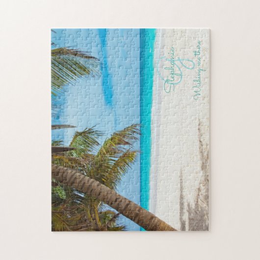 Puzzle Plage tropicale Turquoise Monogram Palm Tree (Vertical)