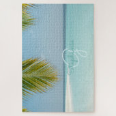 Puzzle Plage tropicale Turquoise Monogram Palm Tree (Vertical)