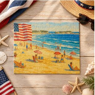 Puzzle Plage Vintage 4 juillet Fête de l'Indépendance Amé