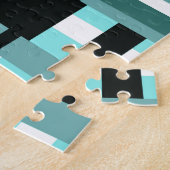 Puzzle Plaid en Aqua, Turquoise, noir & blanc (Côté)
