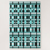 Puzzle Plaid en Aqua, Turquoise, noir & blanc (Vertical)