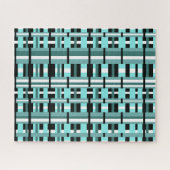 Puzzle Plaid en Aqua, Turquoise, noir & blanc (Horizontal)