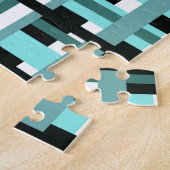 Puzzle Plaid en Aqua, Turquoise, noir & blanc (Côté)
