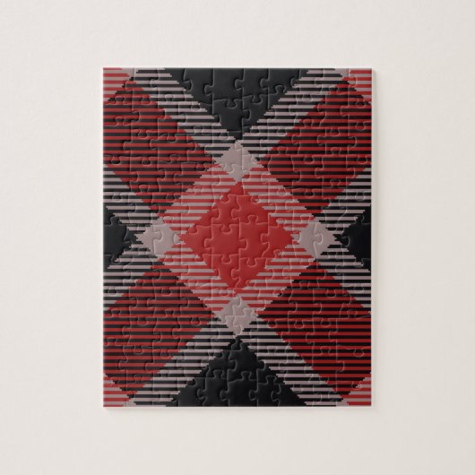 Puzzle Plaid noir et rouge de Noël de guingan de flanelle (Vertical)