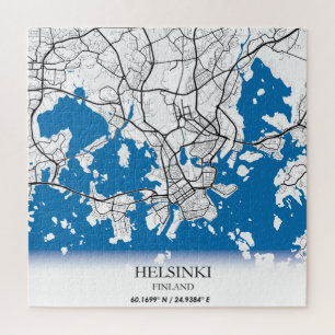 Puzzle Plan de la ville d'Helsinki Finlande Coordonnées V