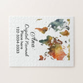 Puzzle Plan du monde ajouter votre nom texte place téléph (Horizontal)