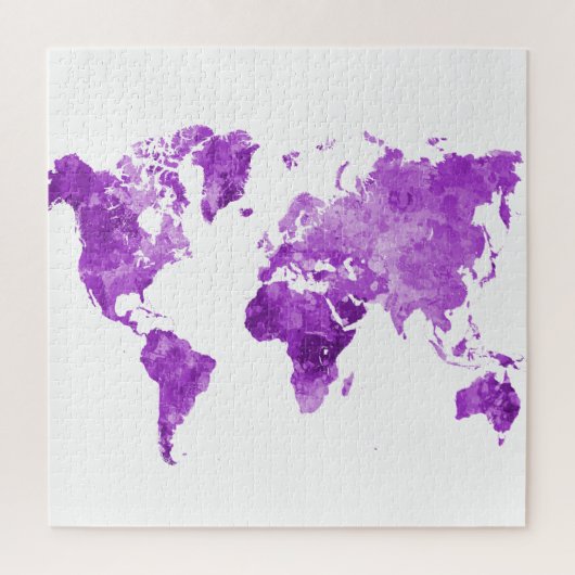 Puzzle Plan du monde en aquarelle 08 Violet (Vertical)