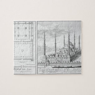 Puzzle Plan et vue de la mosquée bleue (1609-16), établis