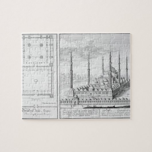 Puzzle Plan et vue de la mosquée bleue (1609-16), établis (Horizontal)