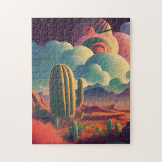 Puzzle planète cactus espace psychédélique