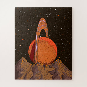 Puzzle Planète de science-fiction orange
