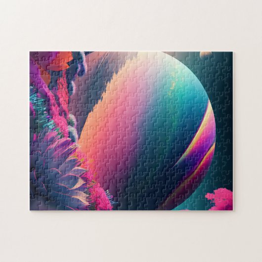 Puzzle Planète entourée de fleurs (Horizontal)