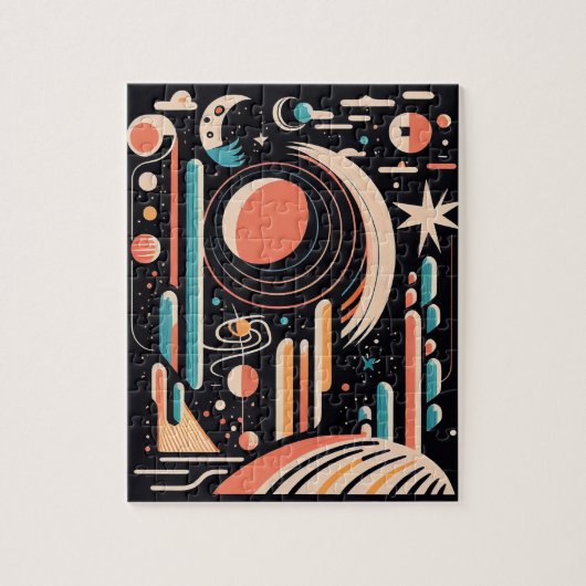 Puzzle planète spatiale géométrique Abstraite. cosmos vin (Vertical)