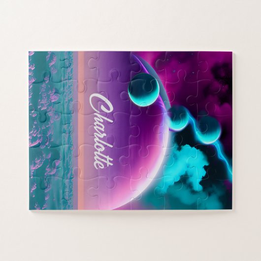 Puzzle Planètes cosmiques en Violet Mystère Magique Unive (Horizontal)