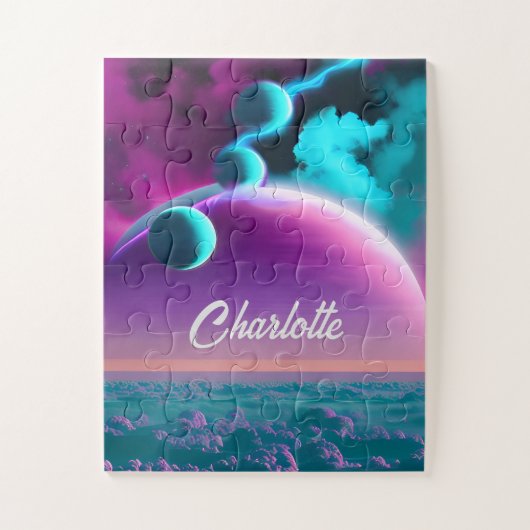 Puzzle Planètes cosmiques en Violet Mystère Magique Unive (Vertical)