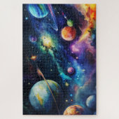 Puzzle Planètes d'aquarelle de Galaxie cosmique, Nebula d (Vertical)