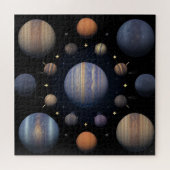 Puzzle Planètes du système solaire disposées dans l'espac (Horizontal)