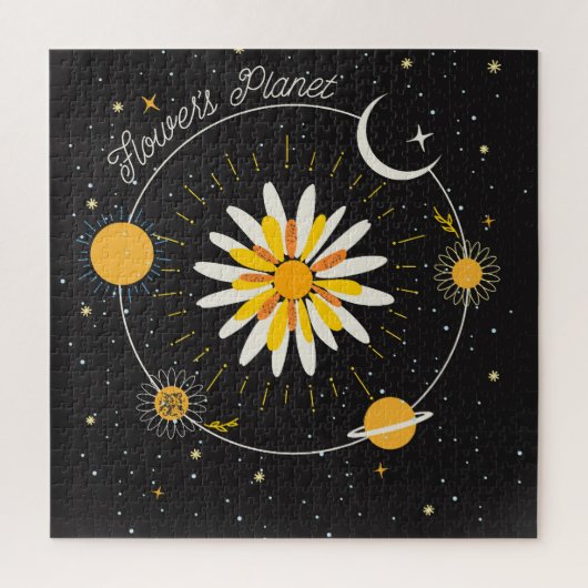 Puzzle Planètes Sun Moon : Art Floral Graphique (Vertical)