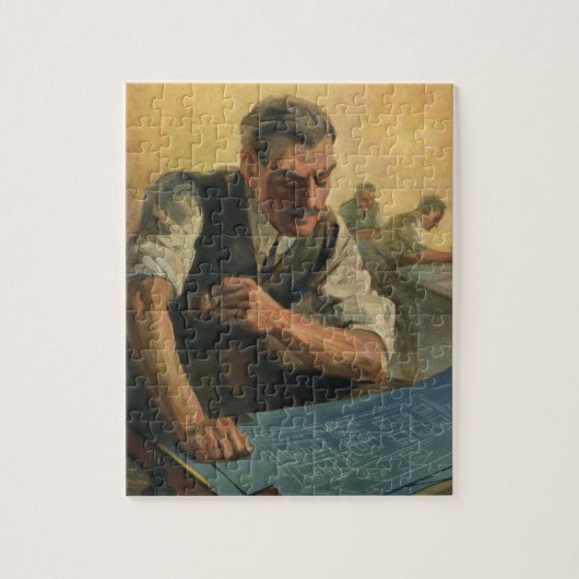 Puzzle Plans et dessins d'architecte de bâtiment vintage (Vertical)