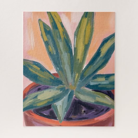 Puzzle Plante d'intérieur en pot Aquarelle verte botaniqu (Vertical)