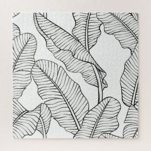 Puzzle Plantes tropicaux, fleurs, croquis de jungle.