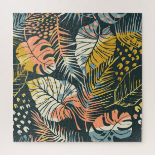 Puzzle Plantes tropicaux : motif artistique abstrait.