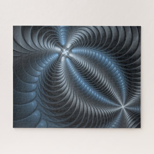 Puzzle Plastique bleu gris 3D Fractal Art moderne Abstrai (Horizontal)