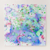 Puzzle Plat de peinture bleu violet rose et vert amusant (Horizontal)