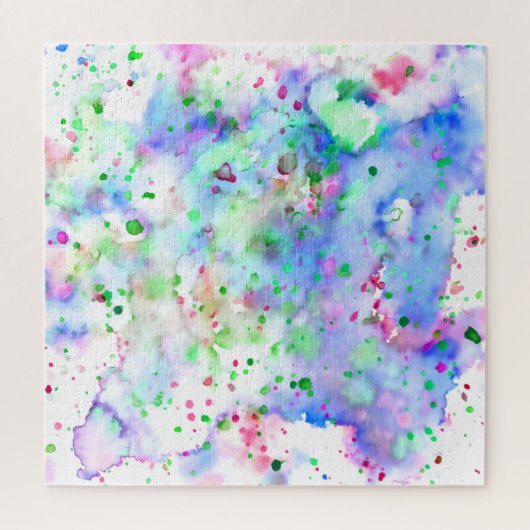 Puzzle Plat de peinture bleu violet rose et vert amusant (Vertical)