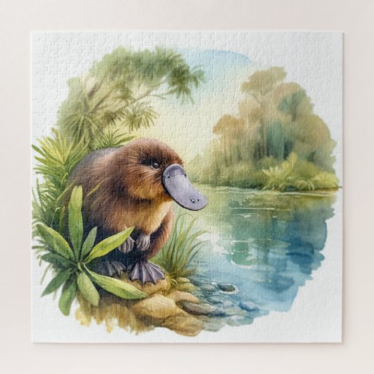 Puzzle Platypus at the River REF75 - Watercolor (Vertical)