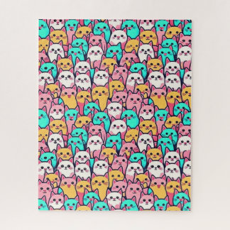 Puzzle Playful Minimalist Cats in Multi-Coloured Pastels