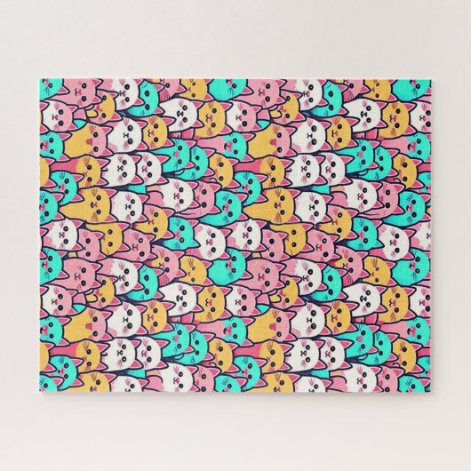 Puzzle Playful Minimalist Cats in Multi-Coloured Pastels (Horizontal)