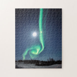 Puzzle Pleine lune Avec Aurora Yellowknife Canada