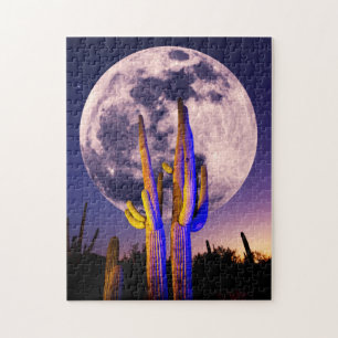 Puzzle Pleine lune sur le Saguaro Cactus